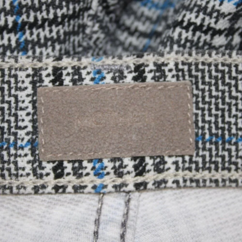 Mother Pant Sz 28 x 27 Black Blue White Striped Side Plaid Straight Cotton Pant - Picture 10 of 16